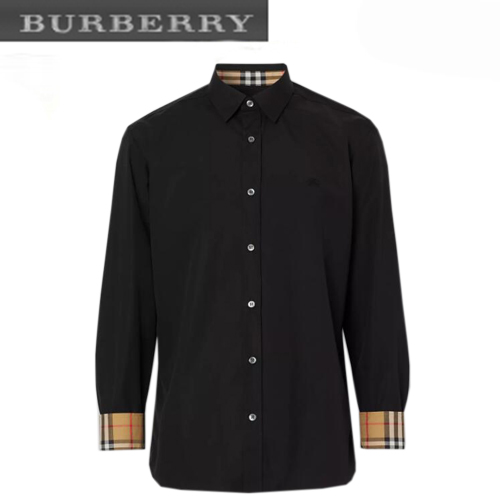 BURBERRY-80087061 버버리 블랙 코튼 스트레치 포플린 셔츠