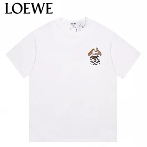 LOEWE-05198 로에베 화이트 아플리케 장식 티셔츠 남여공용