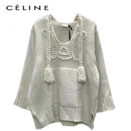 CELINE-10198 셀린느 화이트 니트 코튼 후드 스웨터 여성용