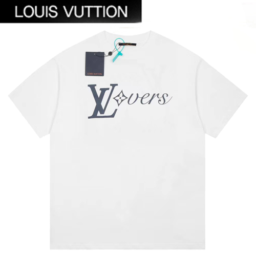 LOUIS VUITTON-07117 루이비통 화이트 프린트 장식 티셔츠 남여공용