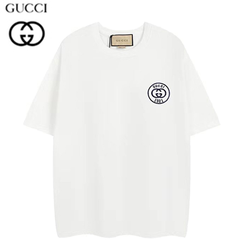 GUCCI-07114 구찌 화이트 GG 로고 아플리케 장식 티셔츠 남여공용