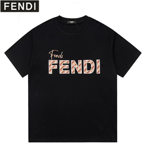 FENDI-06268 펜디 블랙 FENDI 프린트 장식 티셔츠 남여공용