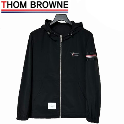 THOM BROWNE-03228 톰 브라운 블랙 아플리케 장식 바람막이 후드 재킷 남성용
