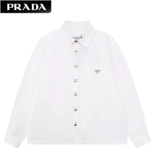 PRADA-09147 프라다 화이트 트라이앵글 로고 셔츠 남여공용