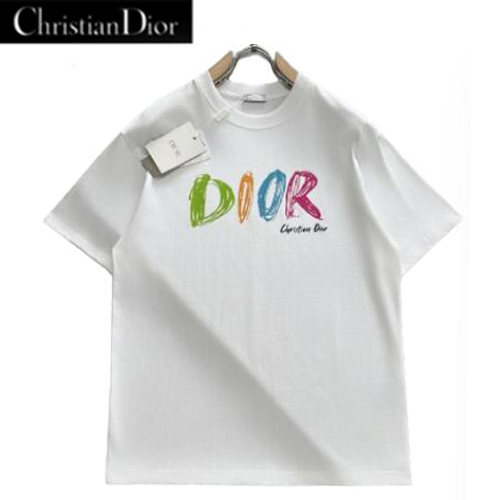 DIOR-04238 디올 화이트 DIOR 프린트 장식 티셔츠 남성용