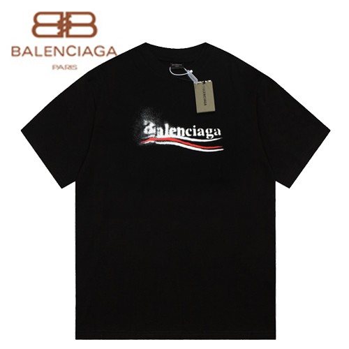 BALENCIAGA-03138 발렌시아가 블랙 프린트 장식 티셔츠 남여공용