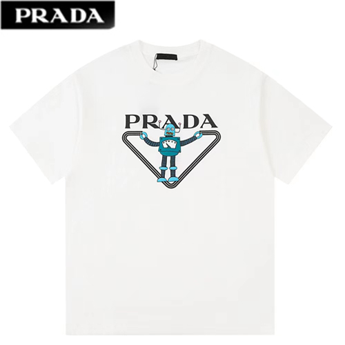 PRADA-07158 프라다 화이트 프린트 장식 티셔츠 남여공용
