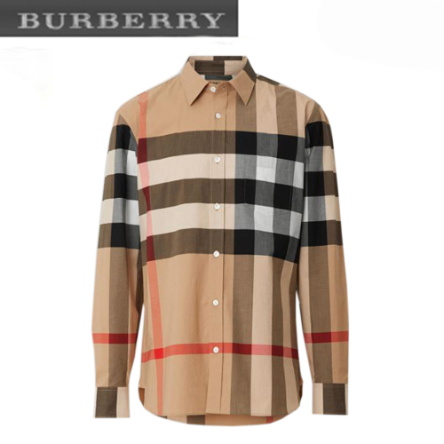 BURBERRY-80048271 버버리 체크 스트레치 코튼 셔츠