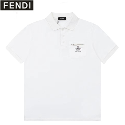 FENDI-06088 펜디 화이트 코튼 폴로 티셔츠 남성용