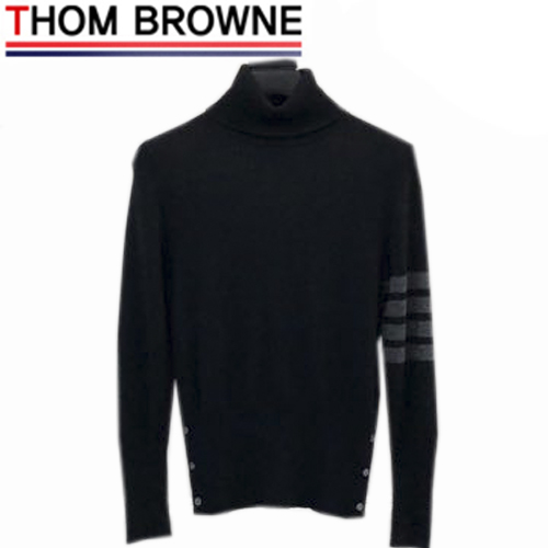 THOM BROWNE-12097 톰 브라운 블랙 캐시미어 목폴라 티셔츠 남여공용