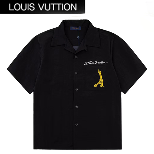 LOUIS VUITTON-07127 루이비통 블랙 아플리케 장식 셔츠 남여공용