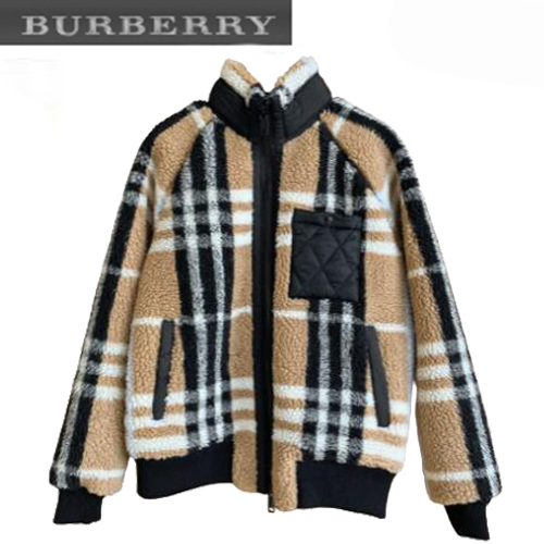 BURBERRY-12229 버버리 베이지/블랙 치크 무늬 시어링 재킷 여성용