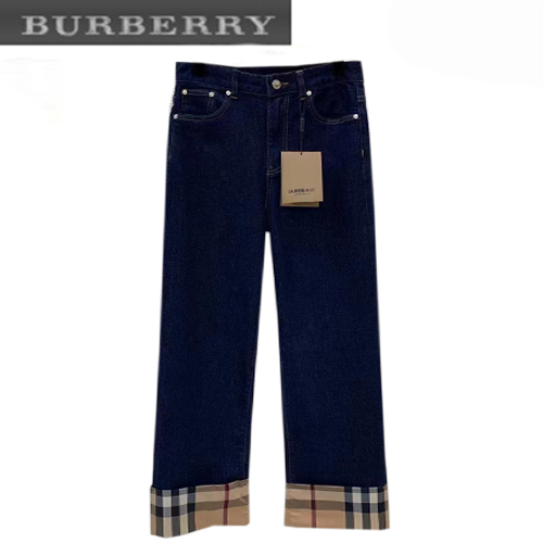 BURBERRY-02287 버버리 다크 블루 체크 무늬 장식 청바지 여성용