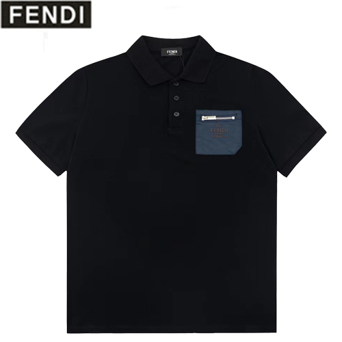 FENDI-06089 펜디 블랙 코튼 폴로 티셔츠 남성용