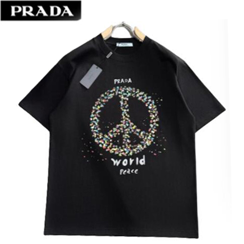 PRADA-04129 프라다 블랙 프린트 장식 티셔츠 남성용