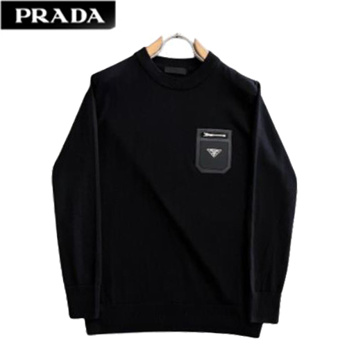 PRADA-01219 프라다 블랙 트라이앵글 로고 스웨터 남성용