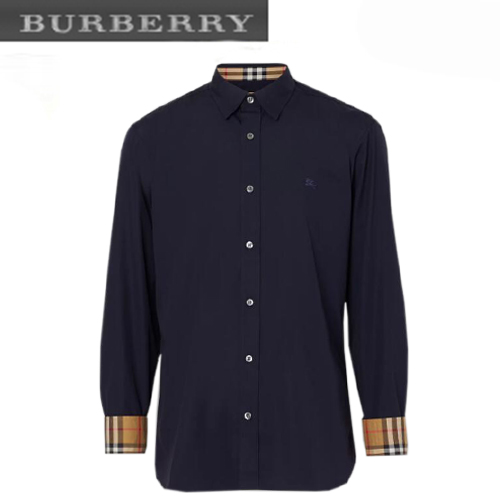 BURBERRY-80087051 버버리 네이비 코튼 스트레치 포플린 셔츠