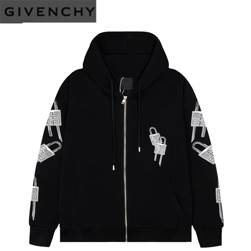 GIVENCHY-09098 지방시 블랙 프린트 장식 후드 재킷 남여공용