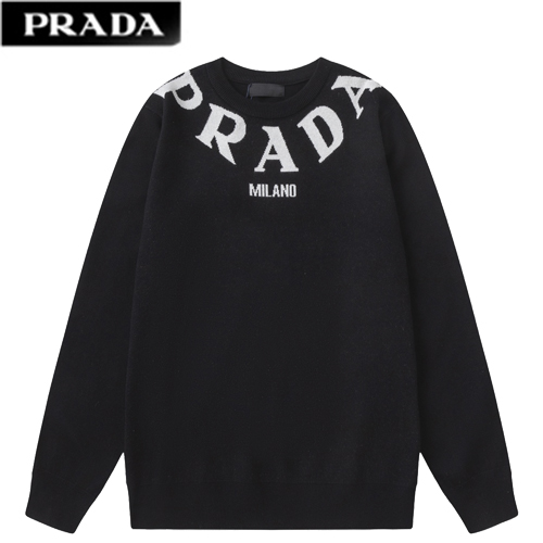 PRADA-11279 프라다 블랙 니트 코튼 스웨터 남여공용