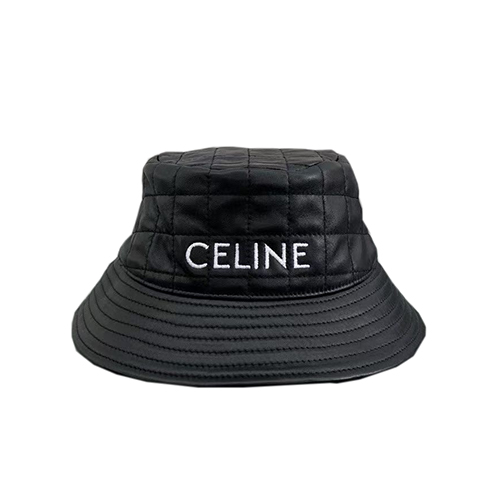 CELINE-102010 셀린느 블랙 송아지 가죽 CELINE 아플리케 장식 버킷 햇 남여공용
