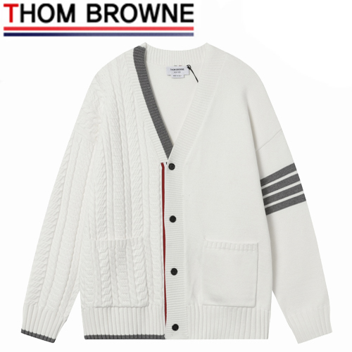 THOM BROWNE-110111 톰 브라운 화이트 스트라이프 장식 가디건 남여공용