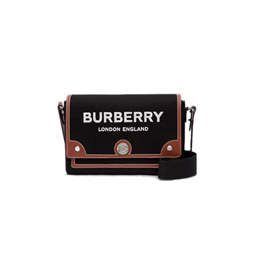 [스페셜오더]BURBERRY-80557481 버버리 블랙 호스페리 모티프 캔버스 노트 크로스바디 백