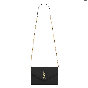 [스페셜오더]SAINT LAURENT-3953B 생로랑 블랙 인터로킹 YSL 금장 클래식 플랩 프론트 엔벨로프 체인 월릿 