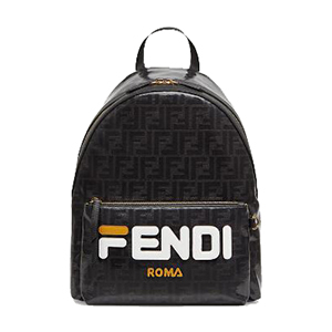 [스페셜오더]FENDI-7VZ042 펜디 블랙 FF 페브릭 Fendi Mania 레터링 장식 백팩