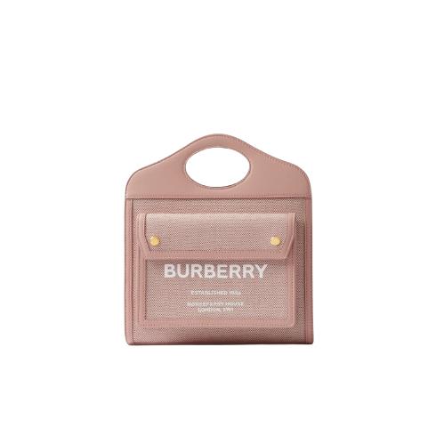 [스페셜오더]BURBERRY-80633111 버버리 브라이트 레드/더스키 핑크 미니 포켓 탑 핸들백