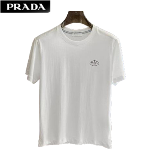 PRADA-04268 프라다 화이트 로고 아플리케 장식 티셔츠 남성용