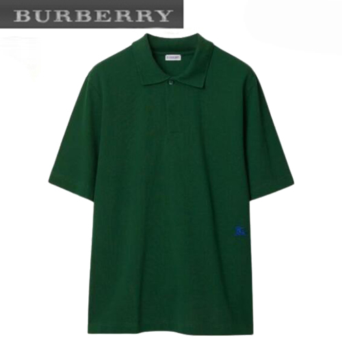 BURBERRY-80836011 버버리 그린 코튼 폴로 티셔츠 남성용