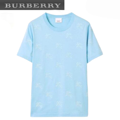 BURBERRY-80720871 버버리 라이트 블루 EKD 코튼 티셔츠 남여공용