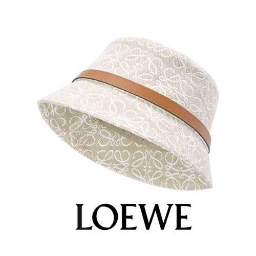 LOEWE-로에베 에크루/화이트 애너그램 자카드 버킷 햇