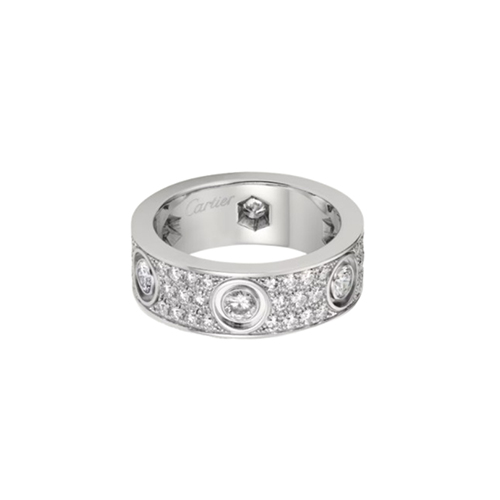 [스페셜오더]Cartier-N4210400 까르띠에 실버 파베 세팅 6 다이아몬드 클래식 LOVE 링