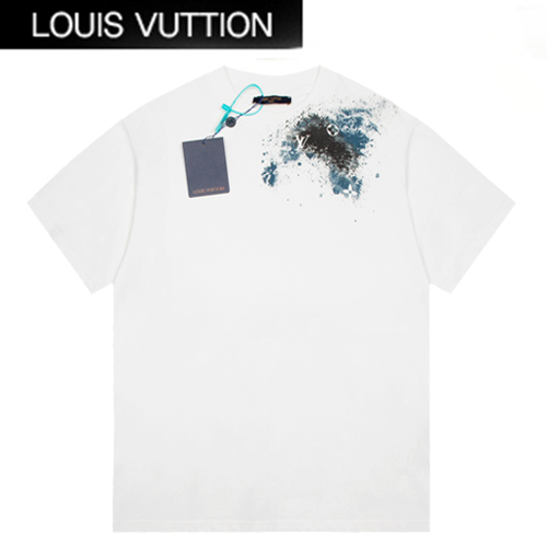 LOUIS VUITTON-07184 루이비통 화이트 프린트 장식 티셔츠 남여공용
