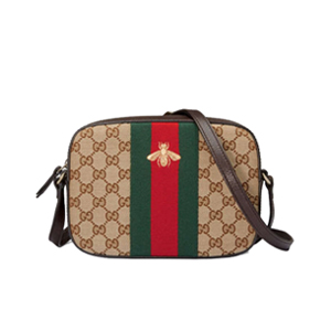 GUCCI-412008 8869 구찌 시그니처 울 web 오리지널 GG 캔버스 벌 자수 스몰 숄더백 브라운