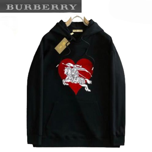 BURBERRY-01155 버버리 블랙 아플리케 장식 후드 티셔츠 남성용