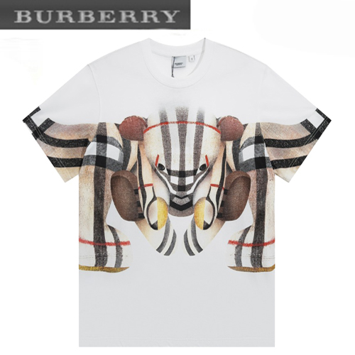BURBERRY-05245 버버리 화이트 프린트 장식 티셔츠 남성용