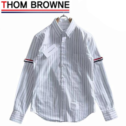 THOM BROWNE-09212 톰 브라운 화이트 스트라이프 장식 셔츠 남성용