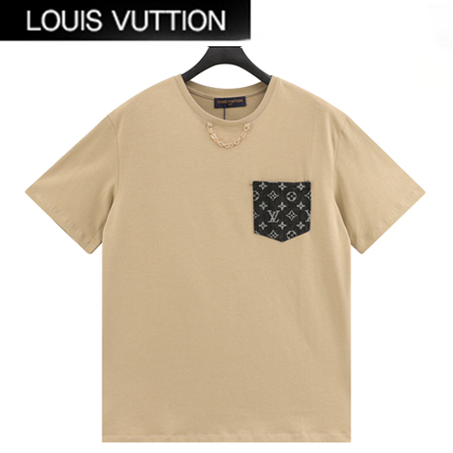 LOUIS VUITTON-05246 루이비통 베이지 메탈 체인 장식 티셔츠 남성용 