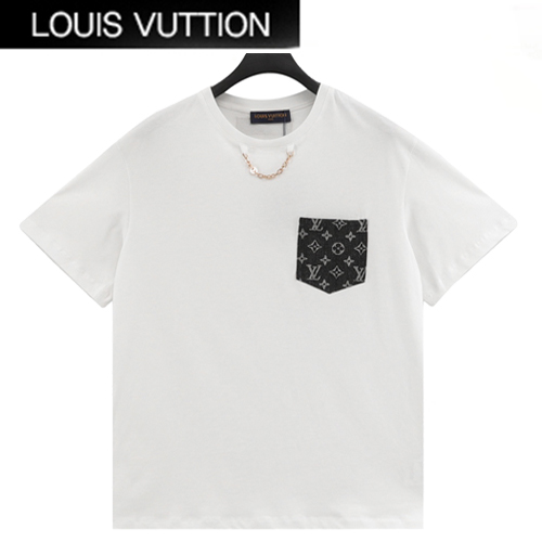 LOUIS VUITTON-05247 루이비통 화이트 메탈 체인 장식 티셔츠 남성용