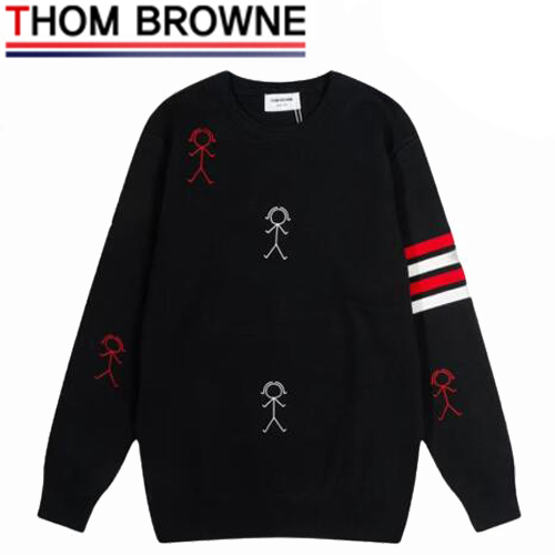 THOM BROWNE-10107 톰 브라운 블랙 아플리케 장식 스웨터 남여공용