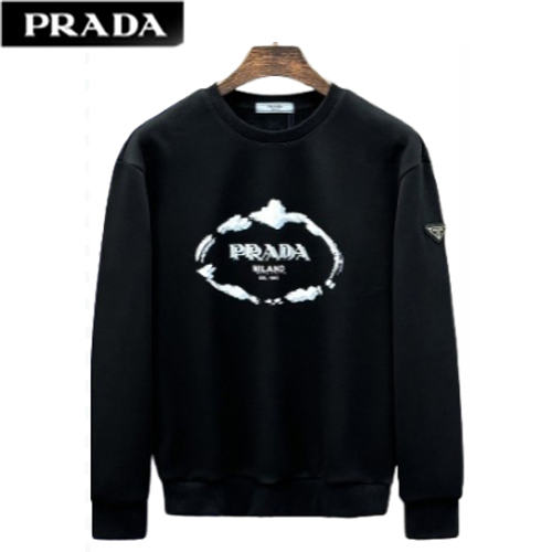 PRADA-12218 프라다 블랙 프린트 장식 기모 스웨트셔츠 남여공용