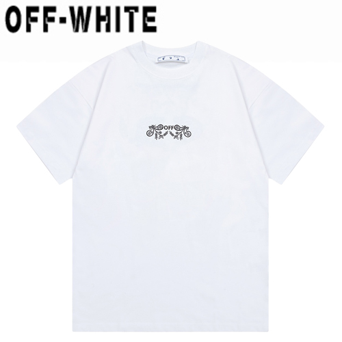 OFF WHITE-04208 오프화이트 화이트 프린트 장식 티셔츠 남여공용