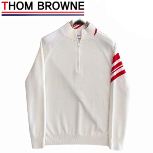THOM BROWNE-10259 톰 브라운 화이트 스트라이프 장식 스웨터 남성용
